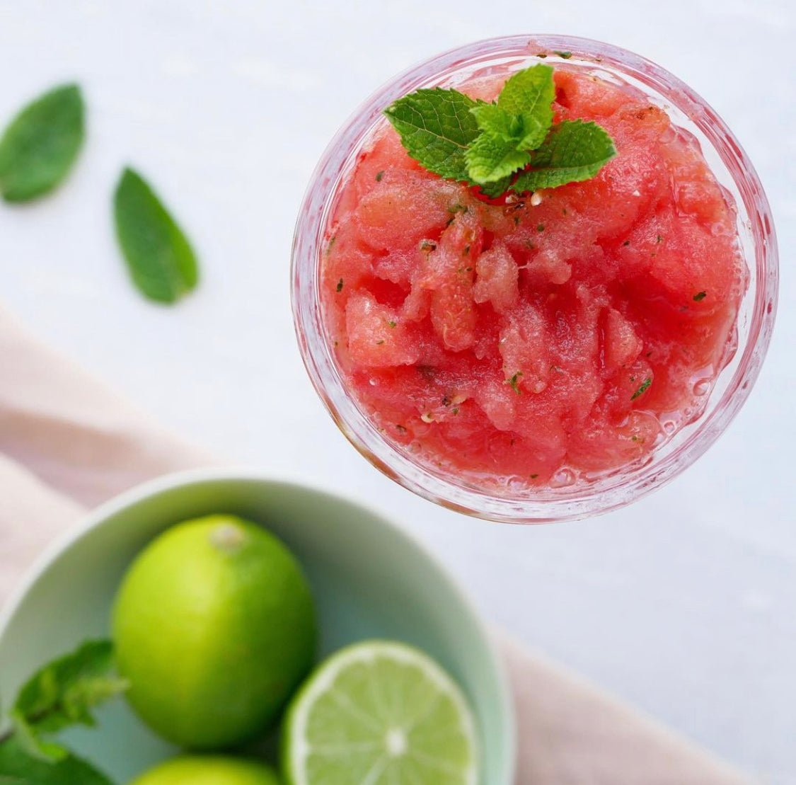 vandmelonslushice med lime og mynte
